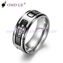 Black Cross Jewelry Diamond Steel Ring for Men